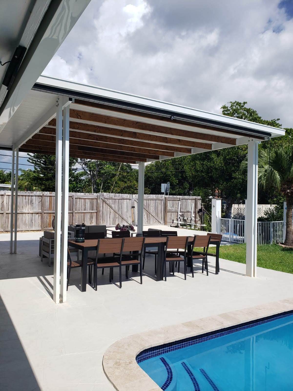 Custom pergola over a pool patio in Orlando, FL