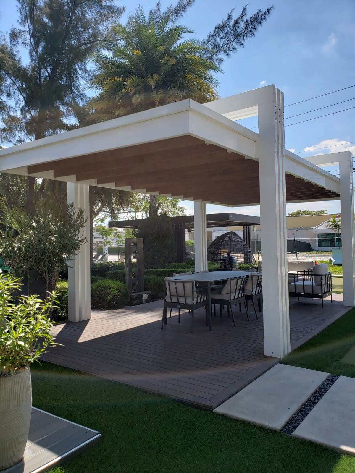 Backyard Louvered Pergola — Lake Nona — custom pergola by iContracting Construction