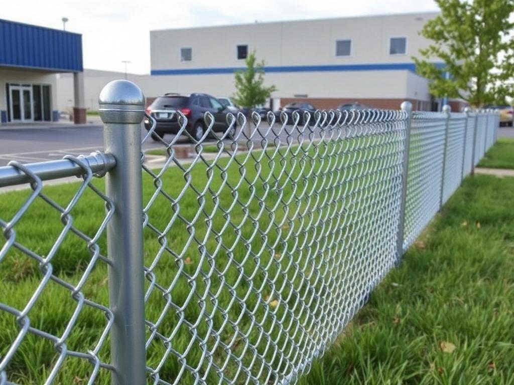 Galvanized chain link fence around a commercial property in Orlando