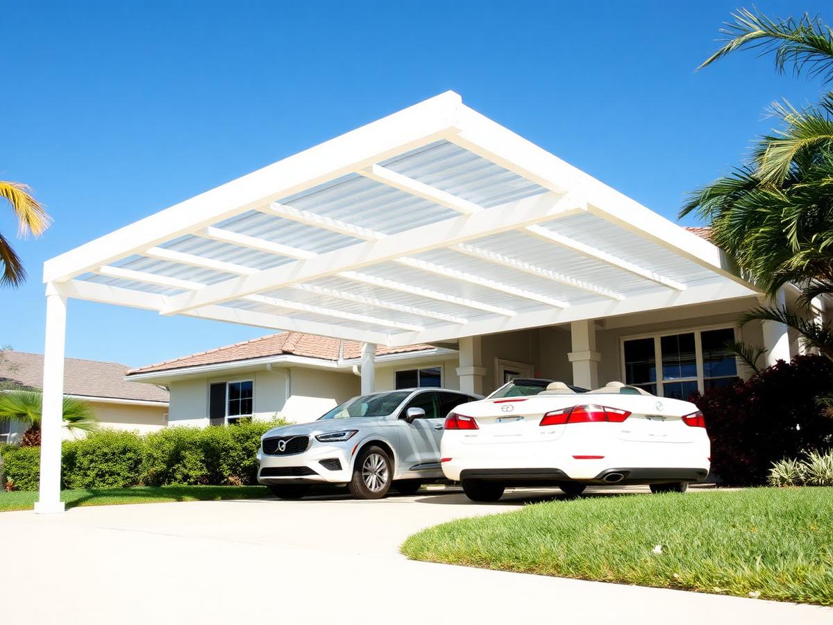 Two-Bay Attached Carport — Winter Garden — aluminum patio cover / carport project
