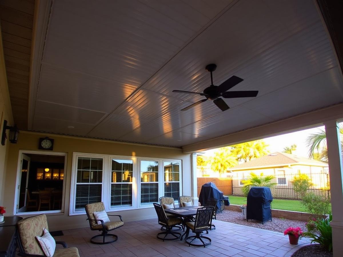 Insulated Patio Cover w/ Ceiling Fan — Oviedo — aluminum patio cover / carport project