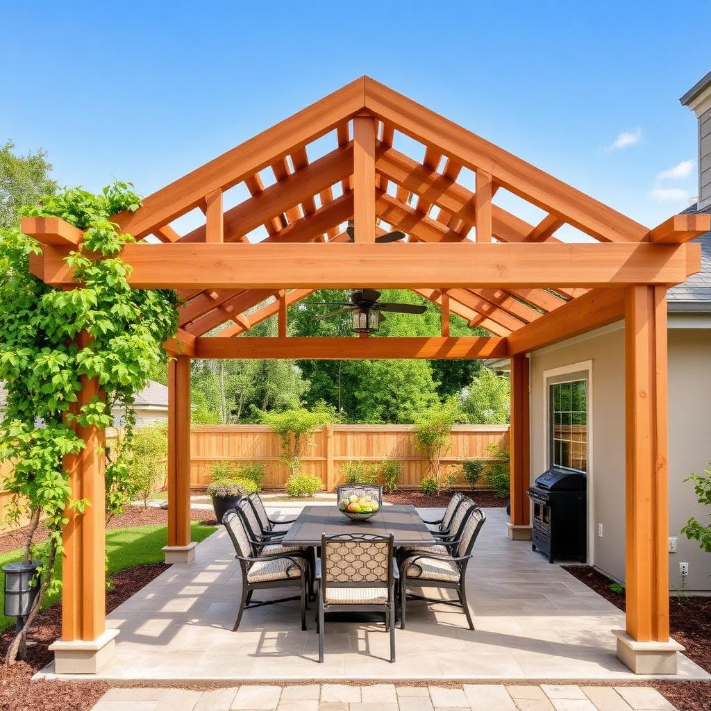 Custom cedar wood pergola in a Windermere FL backyard